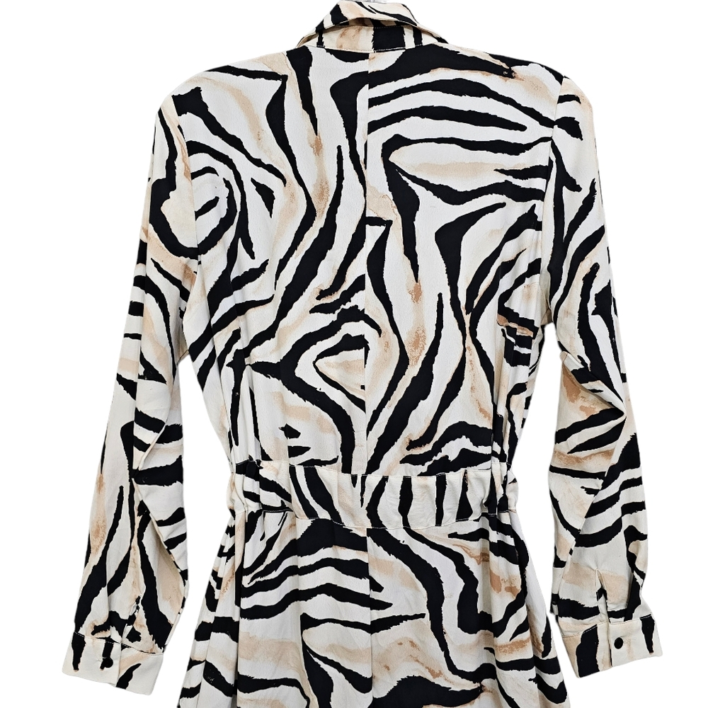 Nwot LC Waikiki Classic Longsleeve White/Black/Tan Animal Print Maxidress - Picture 13 of 16